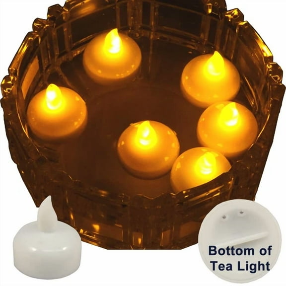 STARLIGHT- New 6 Amber Led Floating Floral Tea Light Candle For Wedding Centerpiece Decor