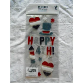 STARLIGHT- New Fireworks ? Happy July 4Th Independence Day Gel Window Sticker Clings 33 Ct