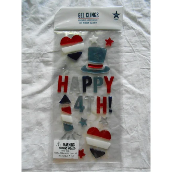 STARLIGHT- New Fireworks ? Happy July 4Th Independence Day Gel Window Sticker Clings 33 Ct