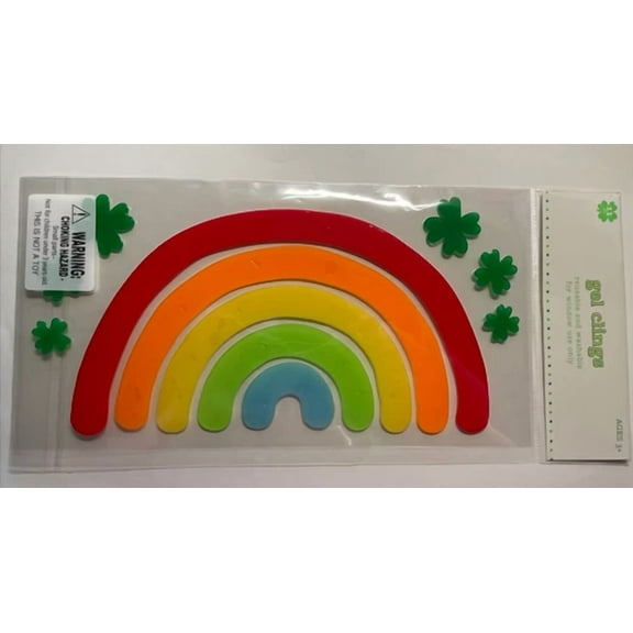 STARLIGHT- New Gel Window Clings 11 Ct Rainbow Colors Lucky Shamrock Clover St Paddy'S Day!