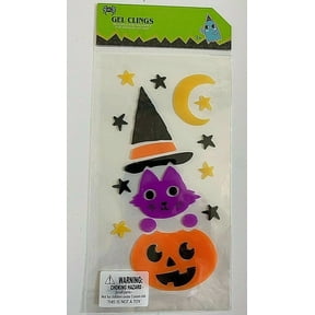 STARLIGHT- New Halloween 24 Pc Window Sticker Gel Clings Decor Pumpkin Cat Witch Hat Moon!!