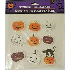 STARLIGHT- New Halloween 9 Pc Window Gel Clings Decoration Jack-O-Lantern Pumpkins Spooky!
