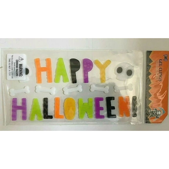 STARLIGHT- New Happy Halloween 27 Pc Window Sticker Gel Clings Holiday Decorations Skulls