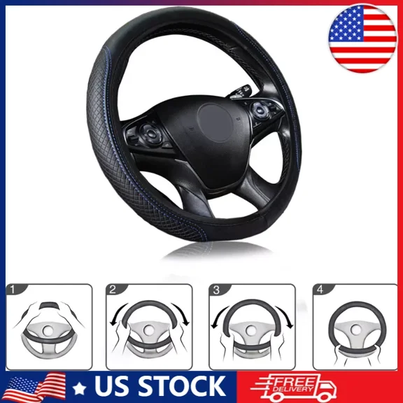 STARLIGHT- New Leather Steering Wheel Cover Enhancing Grip Car Accessories For 15/37-38Cm