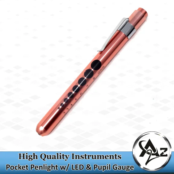 STARLIGHT- New Rose Gold Reusable Nurse Diagnostic Led Pocket Penlight W/ Pupil Gauge