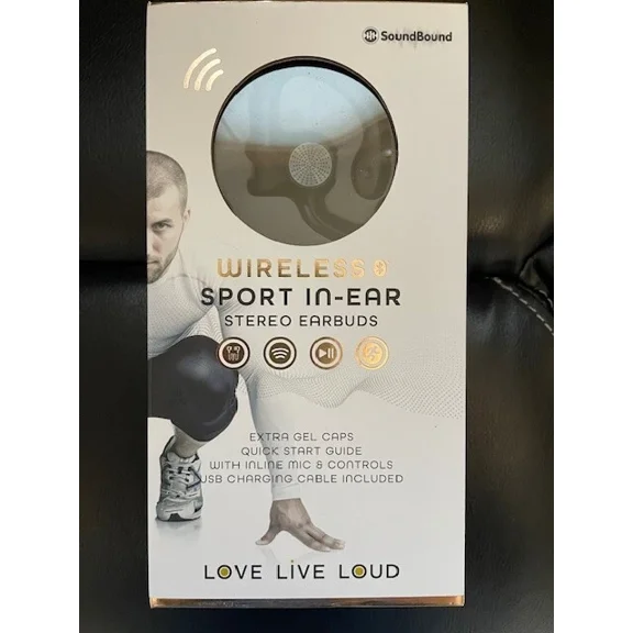 STARLIGHT- *New* Soundbound Wireless Sport In-Ear Stereo Black Earbuds Bluetooth Compatible