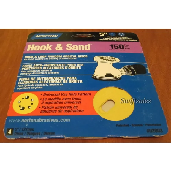STARLIGHT- Norton 02003 - Hook & Sand 5" Hook & Loop Sanding Discs - 150 Grit 4-Pack