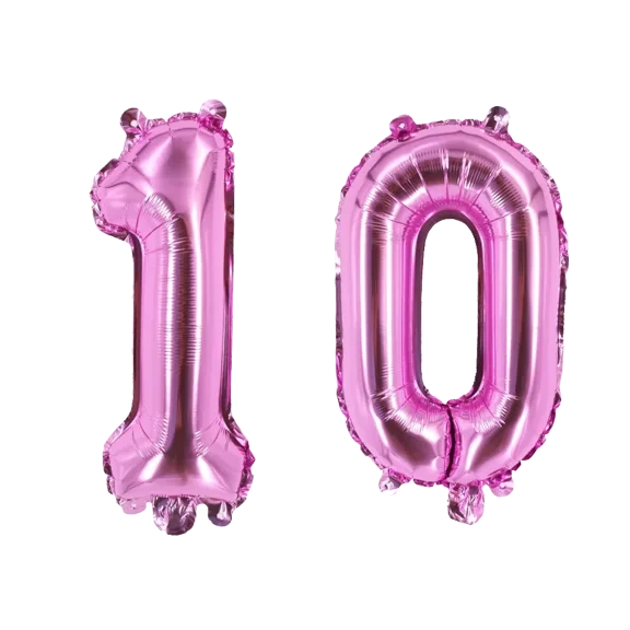 STARLIGHT- Number Ten Pink Balloon, 32" Foil Mylar, Birthday Party Milestone 10 Balloon