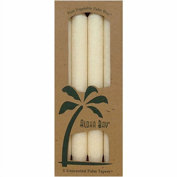 STARLIGHT- Palm 9 Inch Tapers Unscented Candles Ivory 4 Ct By Aloha Bay