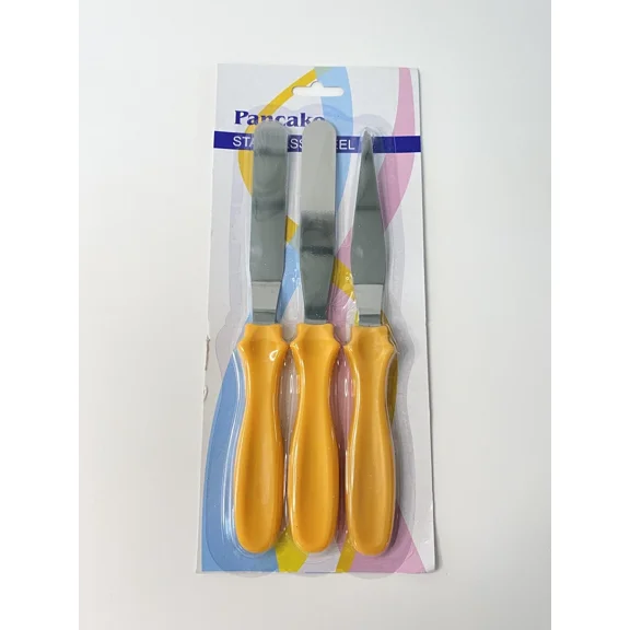 STARLIGHT- Pastry Cake Decorating 3 Piece Spatula Set Angled Blade Orange & Stainless Steel