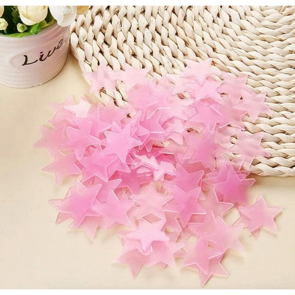 STARLIGHT- Pink 200 X 3D Home Wall Ceiling Glow In The Dark Stars Room Kid Plastic Stickers