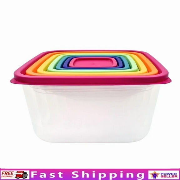 STARLIGHT- Plastic Food Storage Containers Stackable Reusable Nestable Set 14 Count W/ Lid