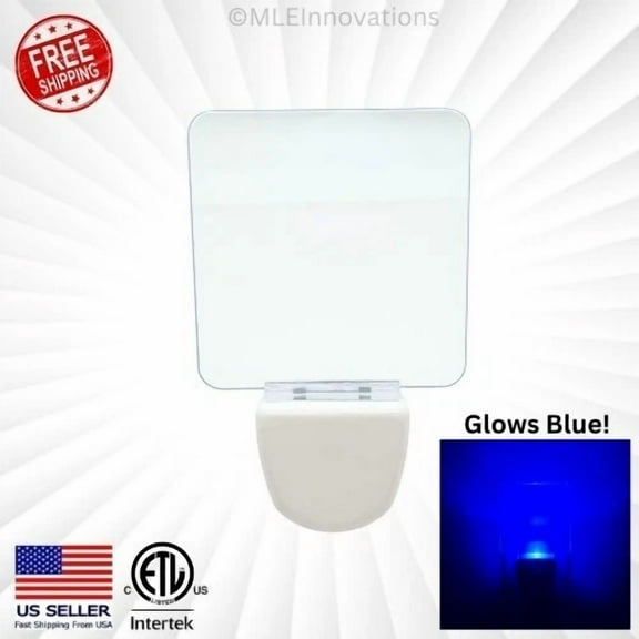 STARLIGHT- ? Plug In Night Light Square Modern Compact Nightlight Always On Clear Led Blue