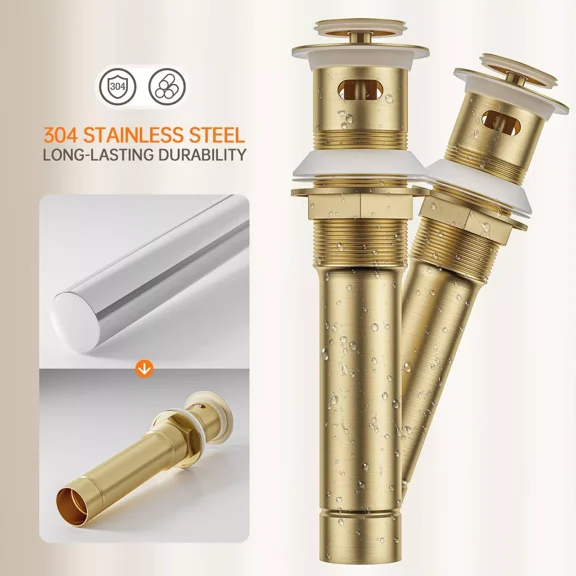 STARLIGHT- Pop Drain For Bathroom Sink With Overflow Brushed Gold