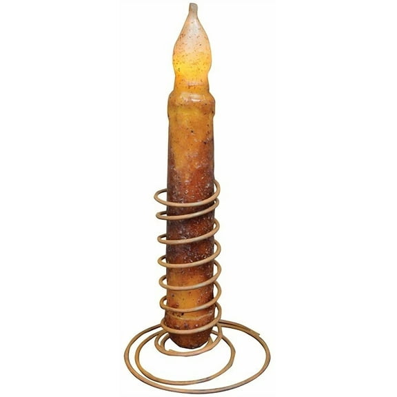 STARLIGHT- Primitive Rusty Wire Spiral Taper Candle Stand Holder Faux Antique Bed Spring