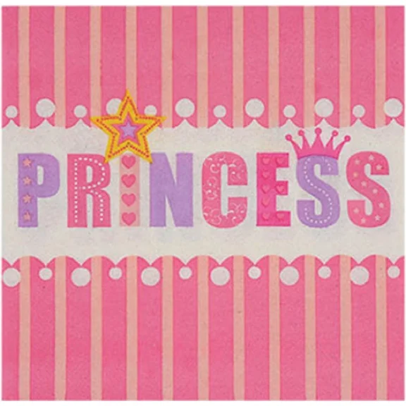 STARLIGHT- Princess Pink Tiara Crown Star Wand Girls Birthday Party Paper Luncheon Napkins