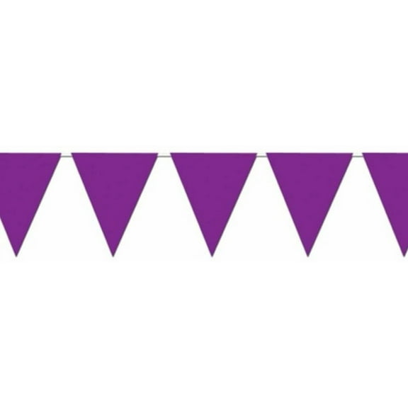 STARLIGHT- Purple Pennant Banner 12 Inch X 12 Feet Plastic All Weather Party Accessory
