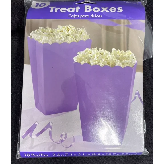 STARLIGHT- Purple Treat Boxes Solid 10 Pieces 3.5" X 7.4"X2.1Party Celebration Amscan