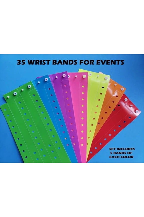 - Qty 35 Assorted Plastic/ Vinyl Wristbands, Wrist Bands For Events Parties 3/4"