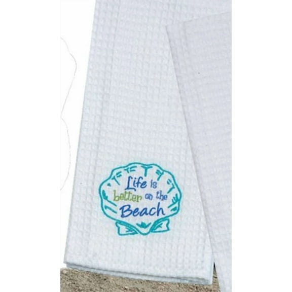 STARLIGHT- Scallop Beach Theme Waffle Weave Kitchen Towel - A8711