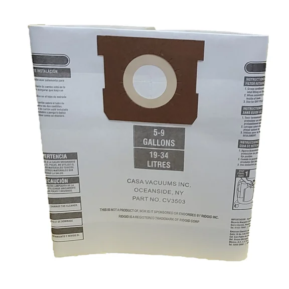 STARLIGHT- Shop Vac 5-8 Gallon Bags-3Pk-90661 Standard Filtration Fits All Tank Sizes