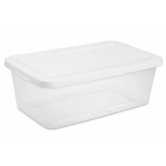 STARLIGHT- Small Storage Bin, 6 Quart Clear Plastic Storage Container With Snap-On Lid