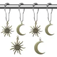 thumbnail image 1 of STARLIGHT- Sun Moon Celestial Shower Curtain Hooks Rings - Mid Century Abstract Boho Shower, 1 of 5