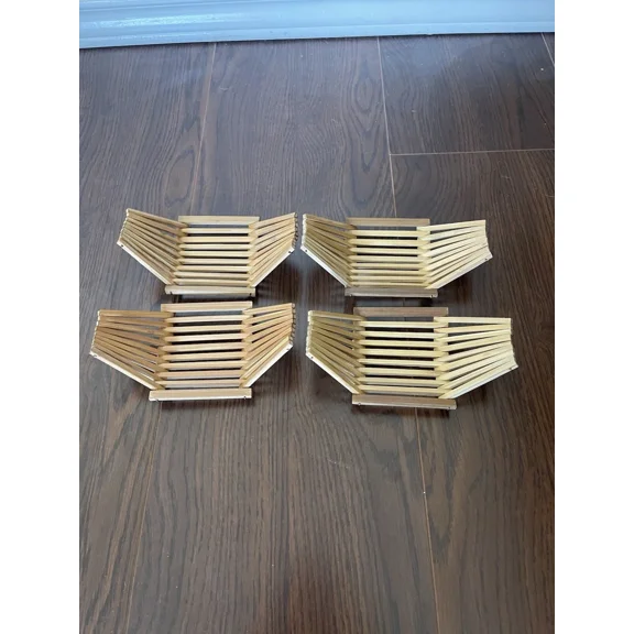 STARLIGHT- Sushi Boat Serving Tray Sushi Plate Seafood Display Bamboo Boat Lot Of 4