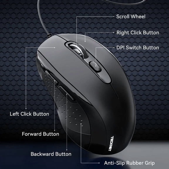 STARLIGHT- Tecknet Ergonomic Design Mouse Is Ergonomically Designed. The Convex Arc Design