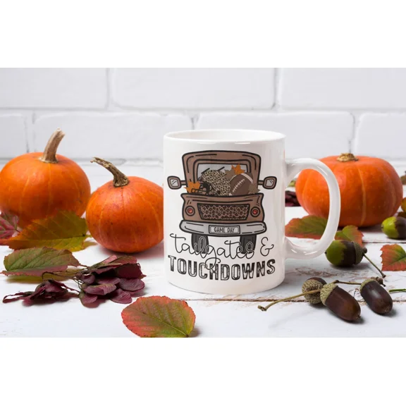 STARLIGHT- The Tailgate Touchdown Leopard Football Truck Coffee Cup Mug - 15Oz