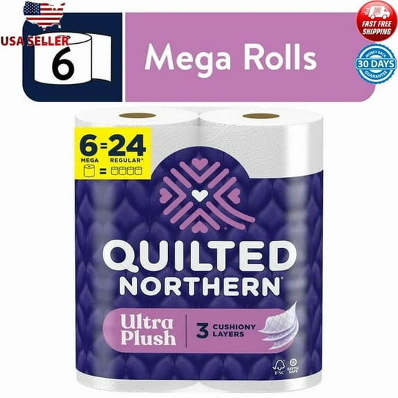 STARLIGHT- Ultra Plush Toilet Paper 3 Ply 6 Mega Rolls 3X Absorbent Soft 1530 Sheets New