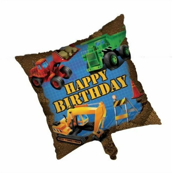 STARLIGHT- Under Construction Truck Tractor Birthday Party Decoration 18" Mylar Balloon