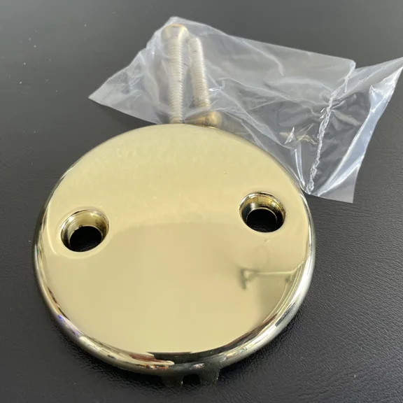 STARLIGHT- Universal 2-Hole Polished Brass Overflow Faceplate W/ Matching Screws