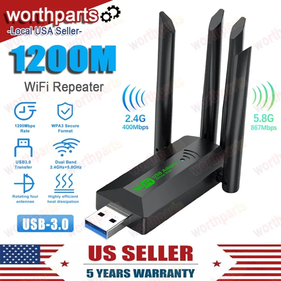 STARLIGHT- Usb 3.0 Wireless Wifi Adapter 1200Mbps 2.4Ghz & 5Ghz Dongle Dual Band Network Us