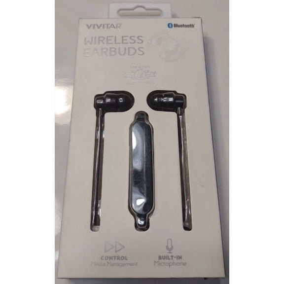 STARLIGHT- Vivitar Bluetooth Earphones Superior Premium Sound Black Microphone Sealed New