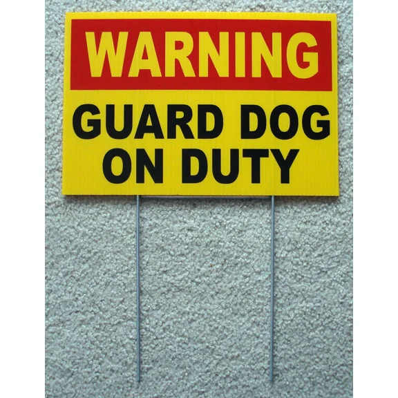 STARLIGHT- Warning - Guard Dog On Duty Sign 8"X12" New W/ Stake Security Surveillance Y
