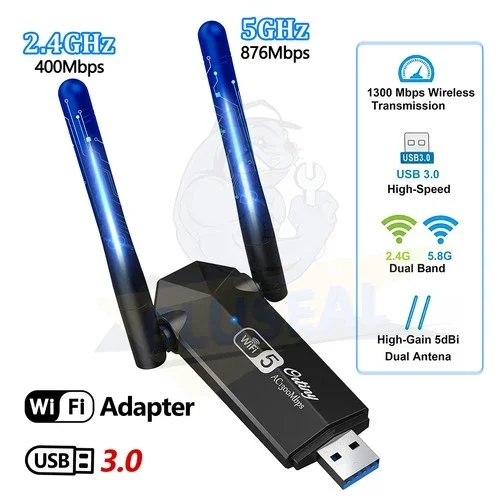 STARLIGHT- Wireless Wifi Adapter 1300Mbps Long Range Dongle Dual Band Network Lot Usb 3.0