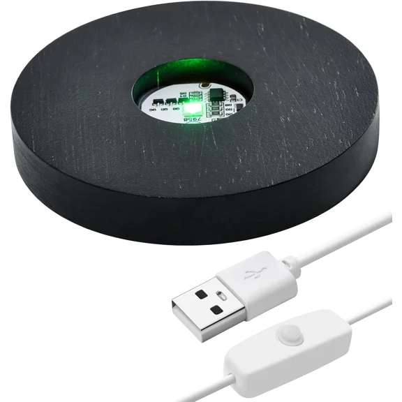 STARLIGHT- Wood Led Light Base  7-Color Usb Display Stand For Acrylic & Crystal Art (3.94"