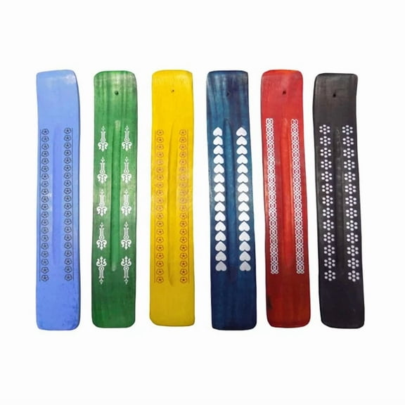 STARLIGHT- Wooden Ash Catcher Incense Burner Holder Set Of 6 Pieces 10 Inch 2 Pieces Each