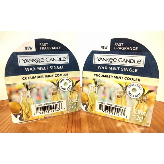 STARLIGHT- Yankee Candle Cucumber Mint Cooler Wax Melt Tart Singles X 2 0.8 Oz Each New