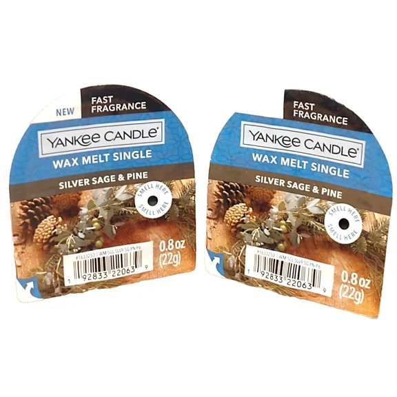 STARLIGHT- Yankee Candle Silver Sage And Pine Wax Melt Tart Singles X 2 0.8 Oz New