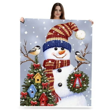 STAROAD Direct Christmas Fleece Blanket for Bed,50" x 60" Festive Fleece Throw Blanket for Kids and Adults,Super Soft Plush Snowman Blanket Throw Plush Blanket for Snow Lovers,Throw Size Blanket