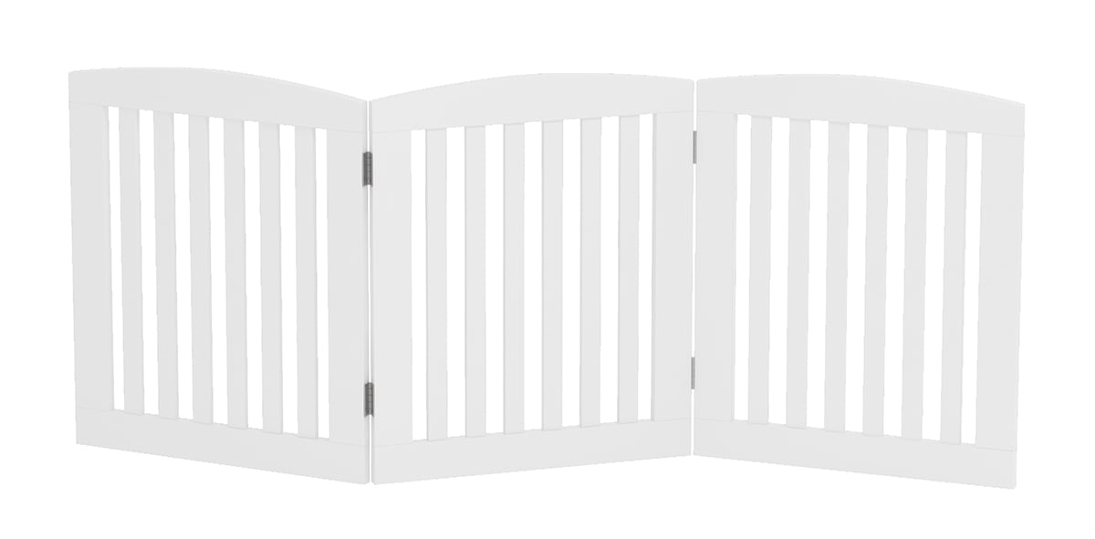 STAROUS 24"H Wooden Freestanding 3 Panel Foldable Pet Gate for Dogs, White