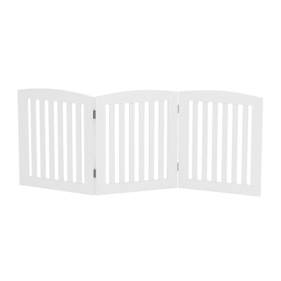 STAROUS 24"H Wooden Freestanding 3 Panel Foldable Pet Gate for Dogs, White