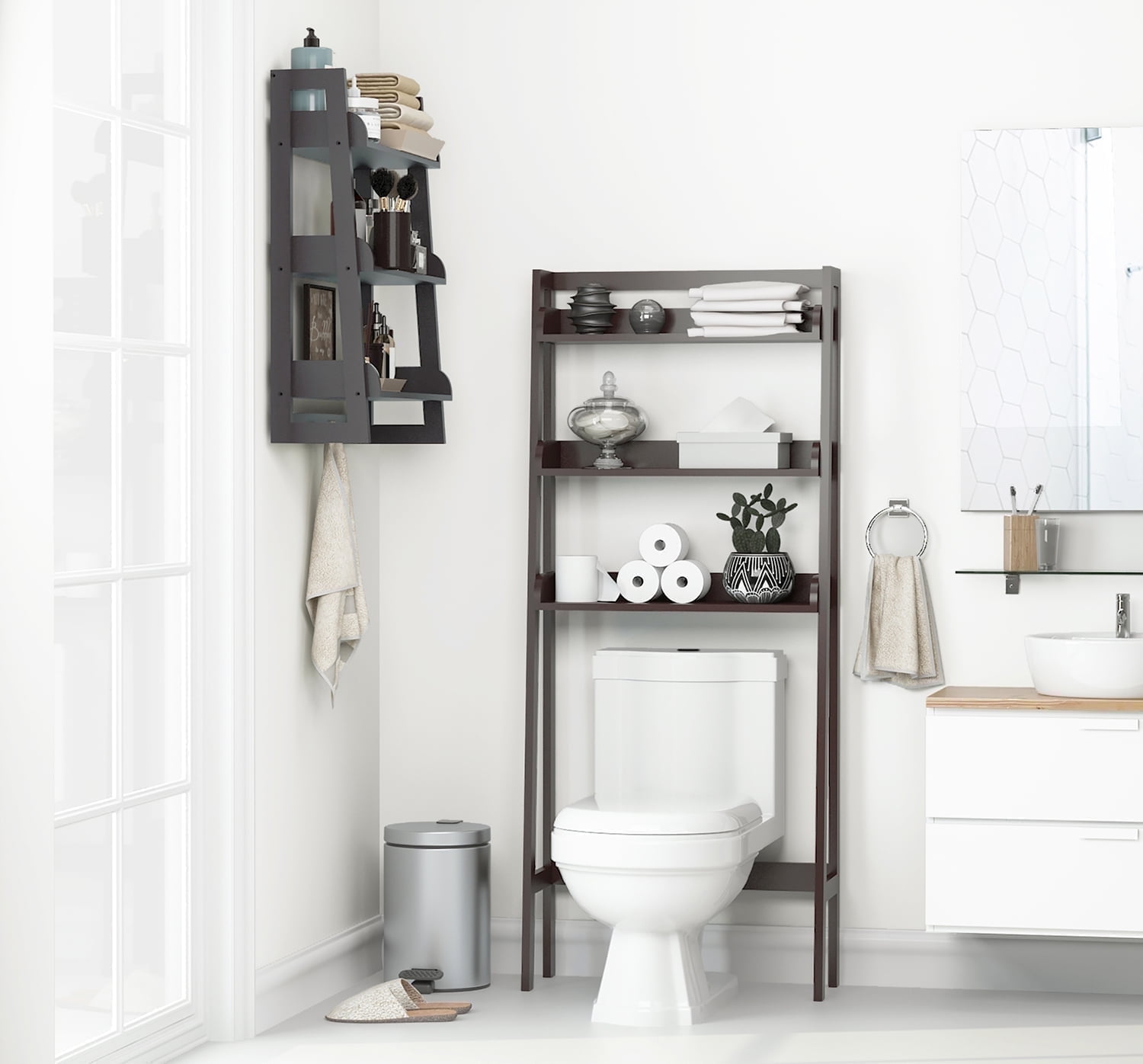 STAROUS 3-Shelf Bathroom Organizer Over The Toilet, Bathroom Spacesaver (Espresso)
