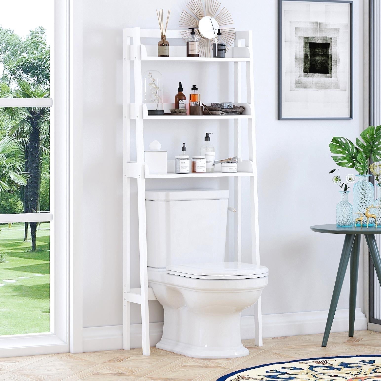 STAROUS Over The Toilet Storage Shelf, 3-Tier Over Toilet Bathroom Organizer, Above Toilet Shelves, Bathroom Spacesaver, White