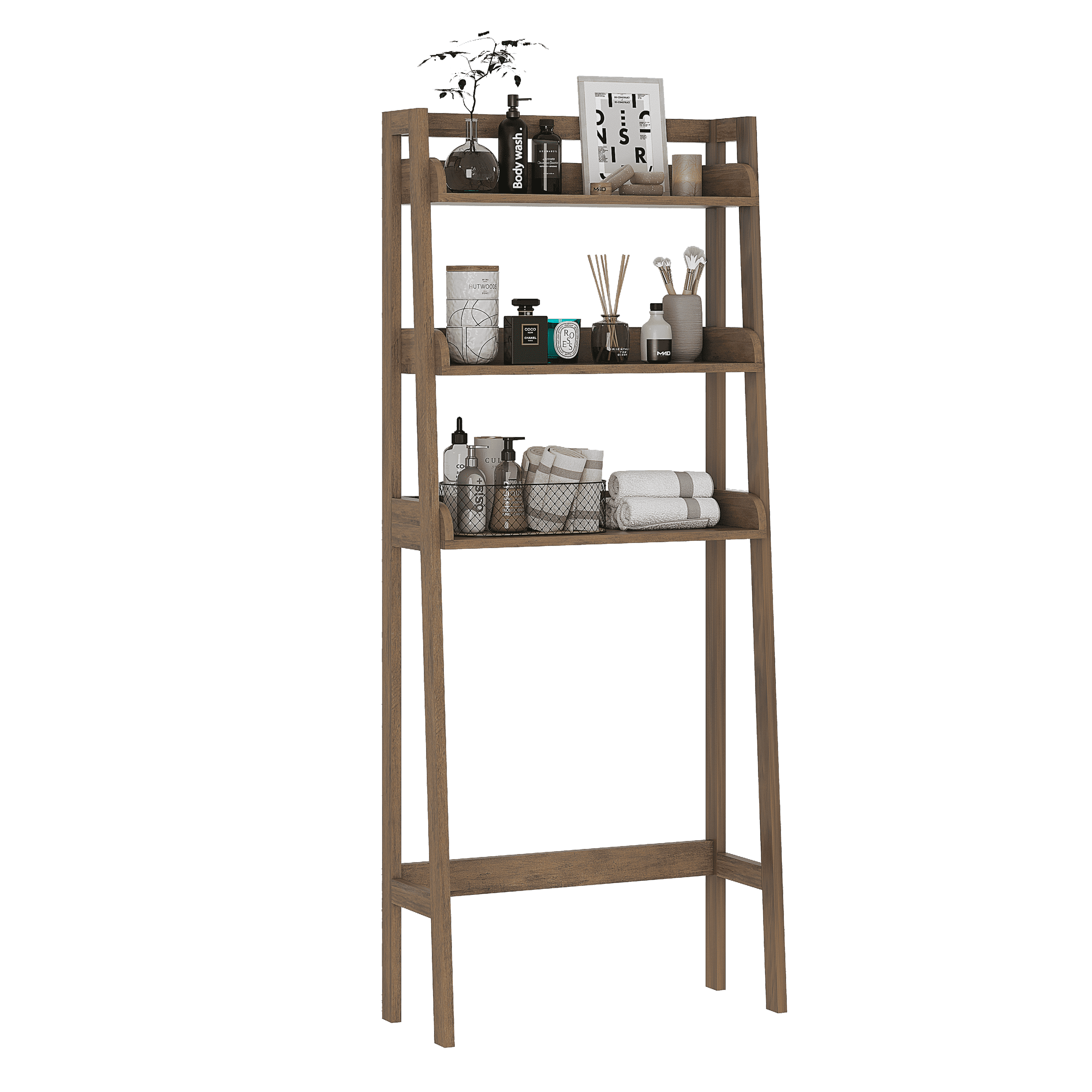 STAROUS 3-Shelf Bathroom Organizer Over The Toilet, Bathroom Spacesaver (Wood Grain)