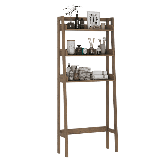 STAROUS 3-Shelf Bathroom Organizer Over The Toilet, Bathroom Spacesaver (Wood Grain)