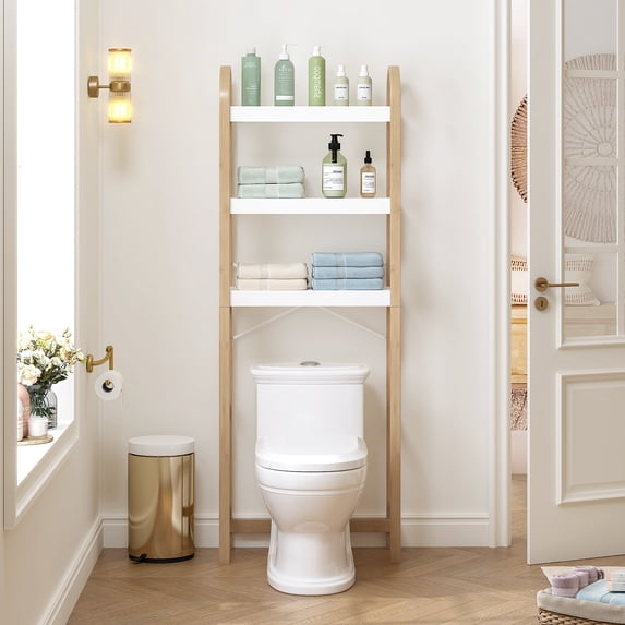 STAROUS 3-Tier Over-the-Toilet Storage Shelf with Bamboo Frame