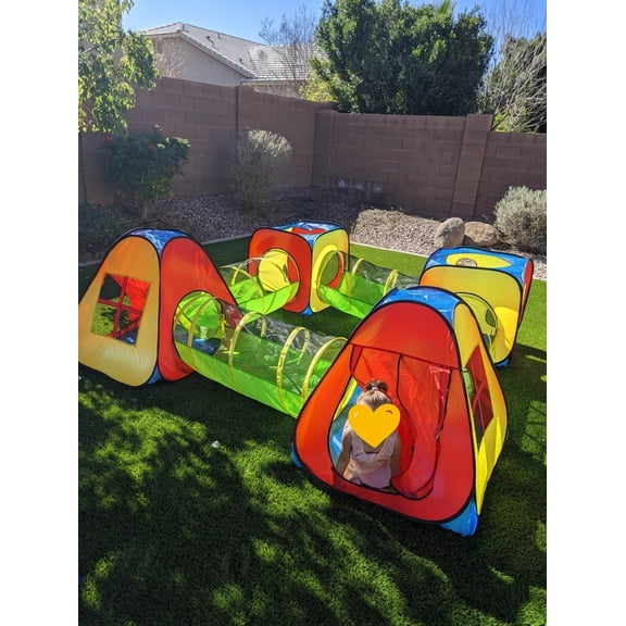 STAROUS 8 in 1 Pop Up Children Play Tent House with 4 Tunnel 4 Tents for Boys Girls Babies and Toddlers for Indoor and Outdoor Use